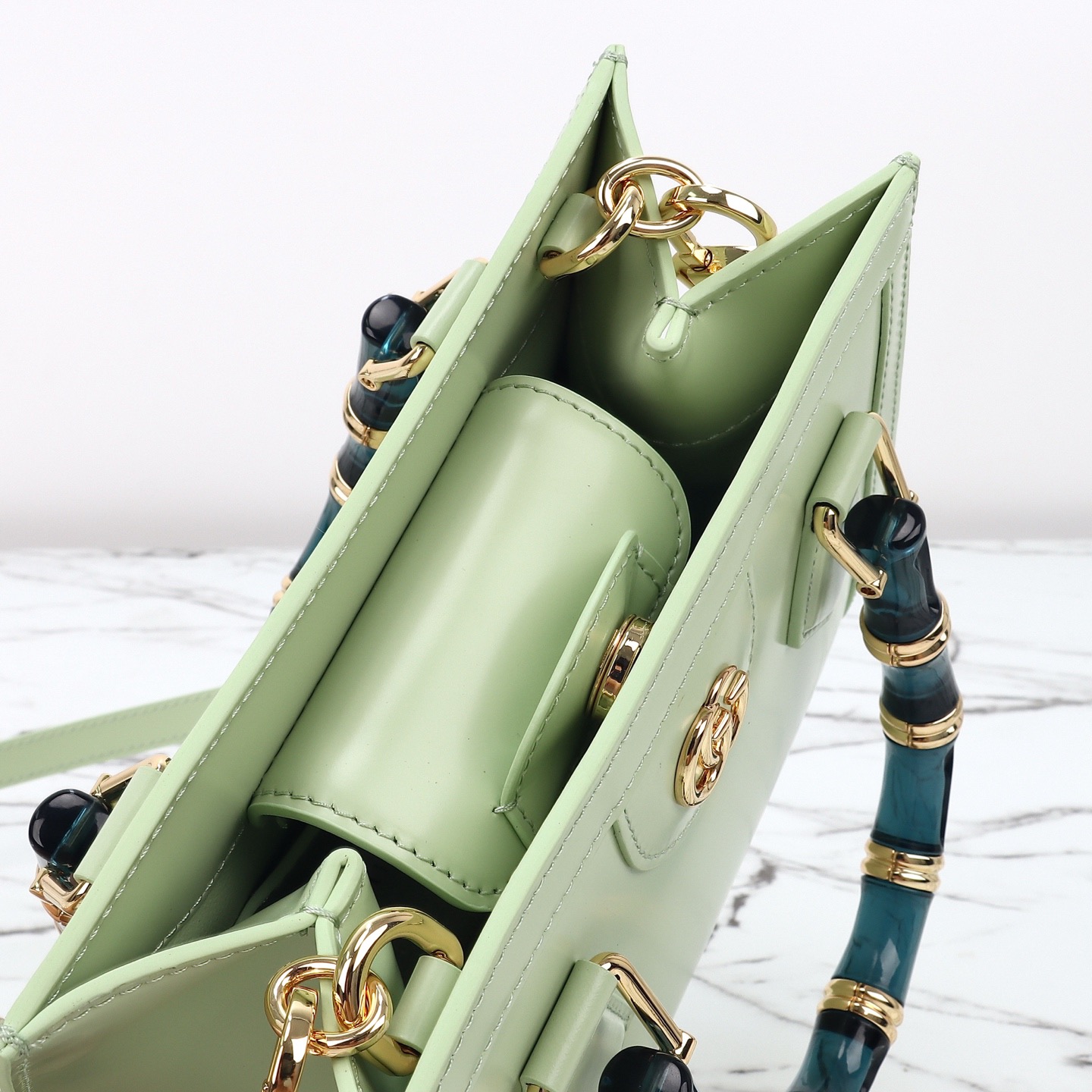 Gucci 구찌 뱀부 핸들 미니 토트백 페이턴트 레더 포레스트 그린 GHW 7