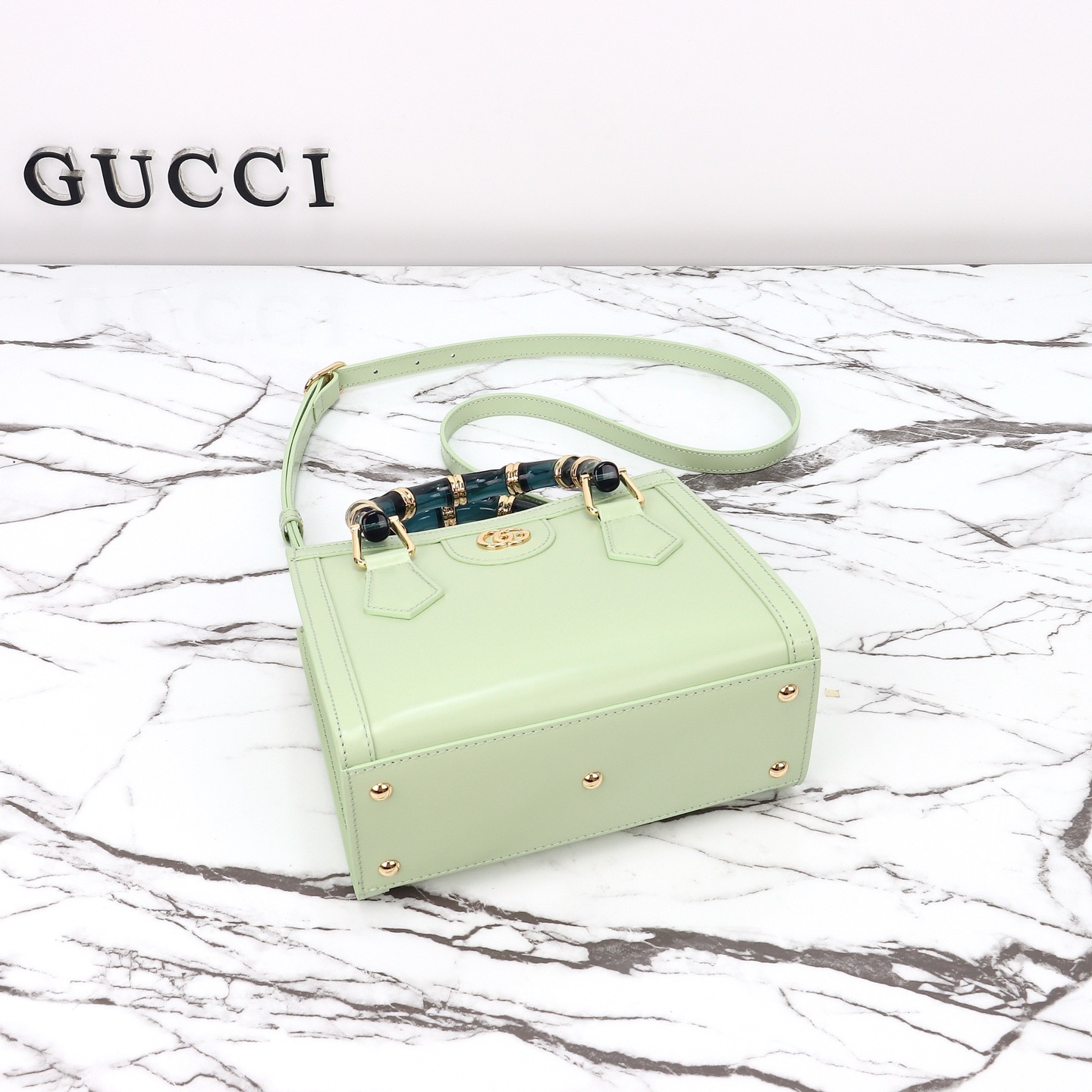 Gucci 구찌 뱀부 핸들 미니 토트백 페이턴트 레더 포레스트 그린 GHW 8