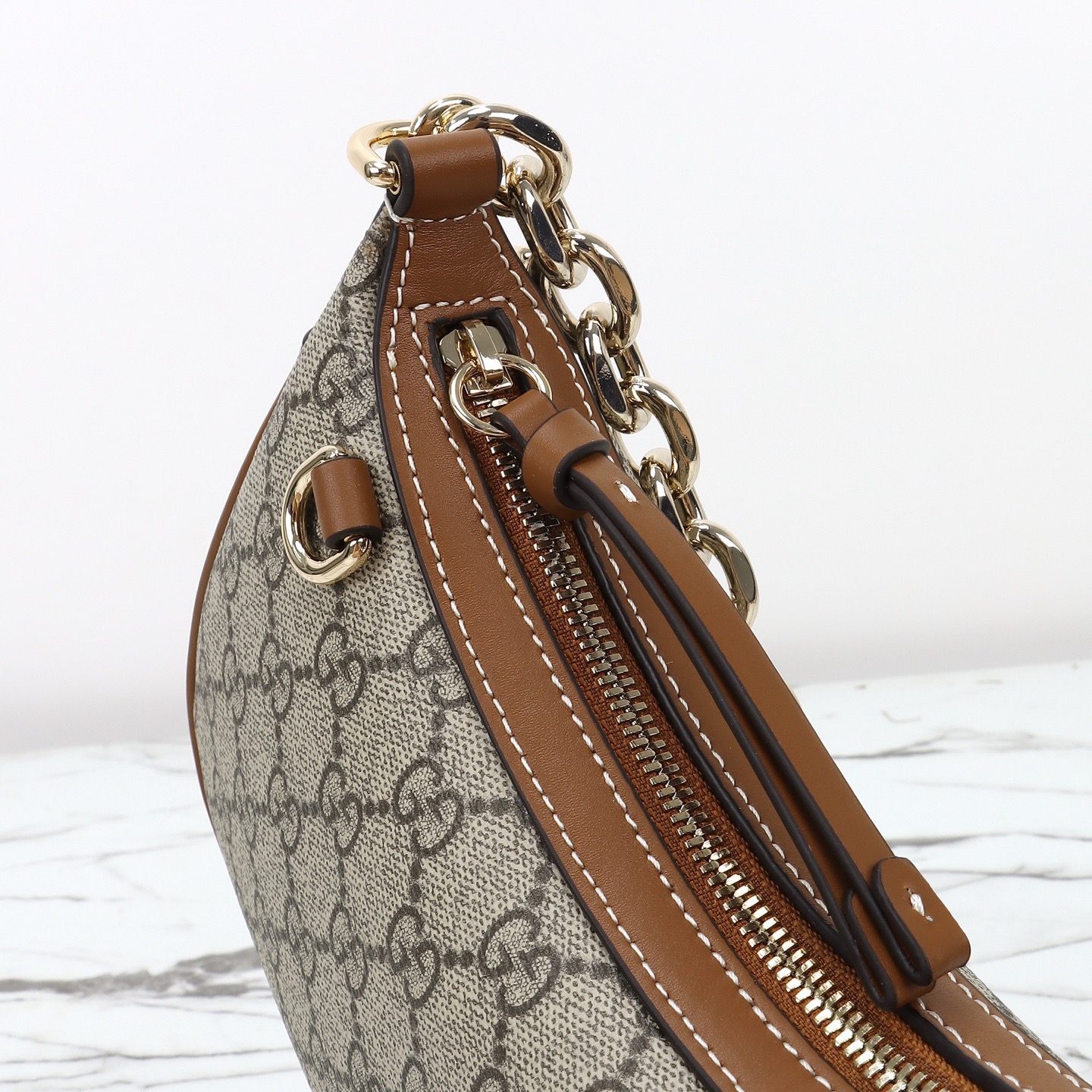 Gucci 구찌 GG 수프림 캔버스 호보 숄더백 브라운 트리밍 베이지 847447 7