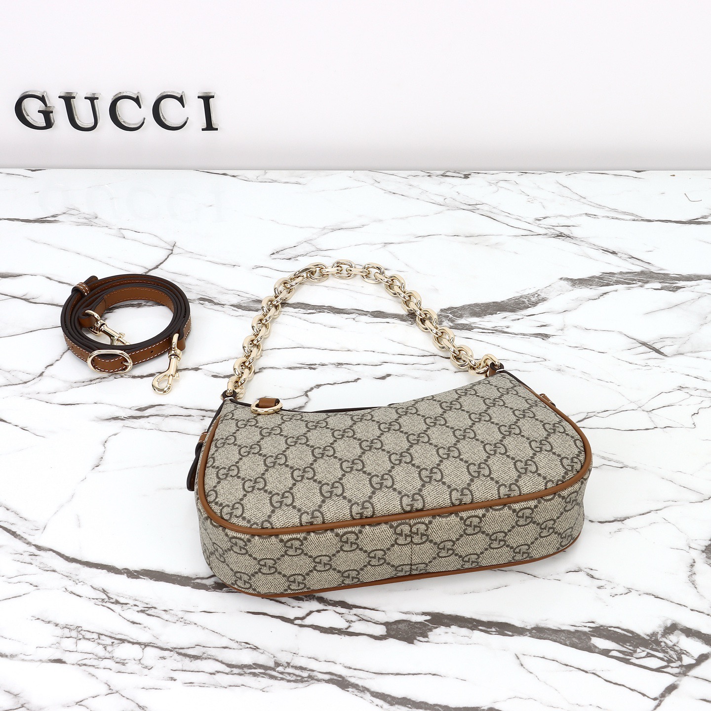 Gucci 구찌 GG 수프림 캔버스 호보 숄더백 브라운 트리밍 베이지 847447 11