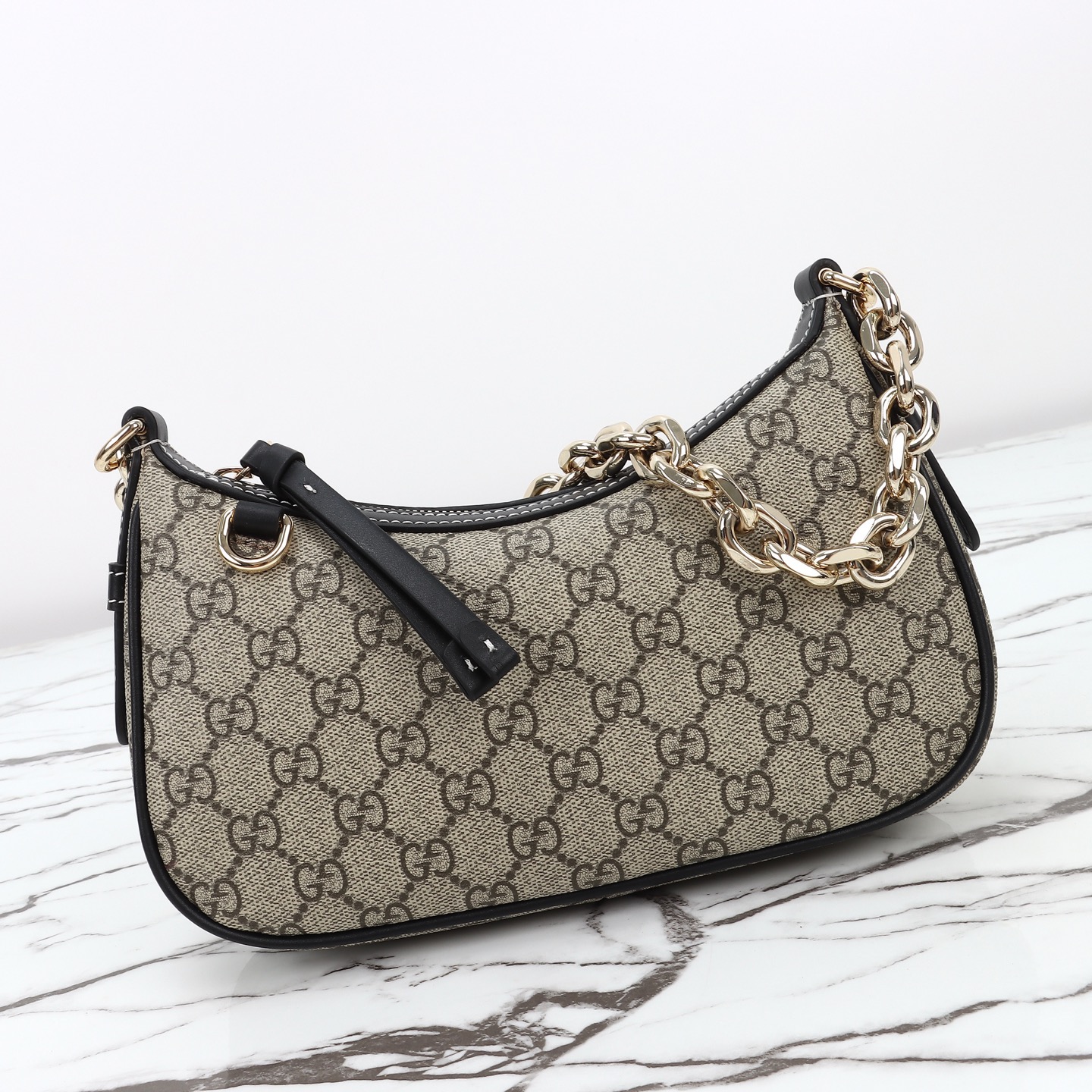 Gucci 구찌 GG 수프림 캔버스 호보 숄더백 브라운 트리밍 베이지 847447 7