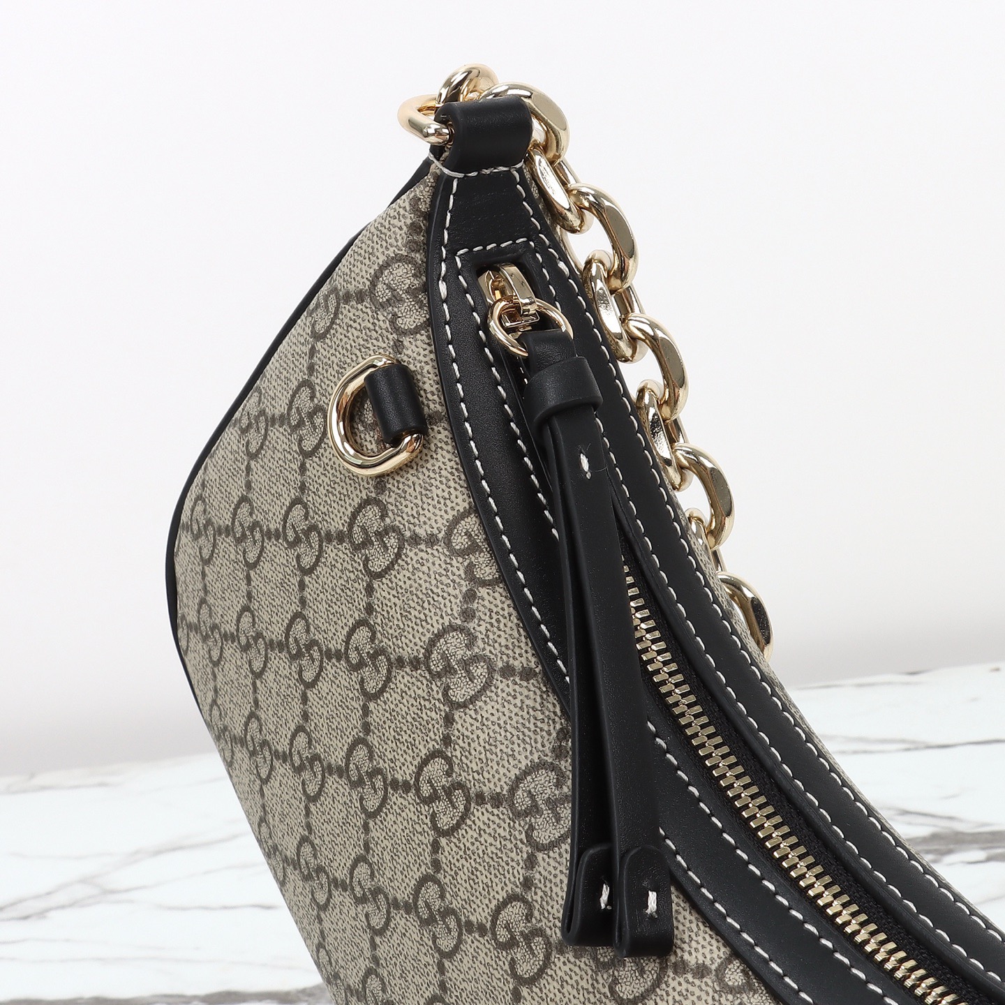 Gucci 구찌 GG 수프림 캔버스 호보 숄더백 브라운 트리밍 베이지 847447 9