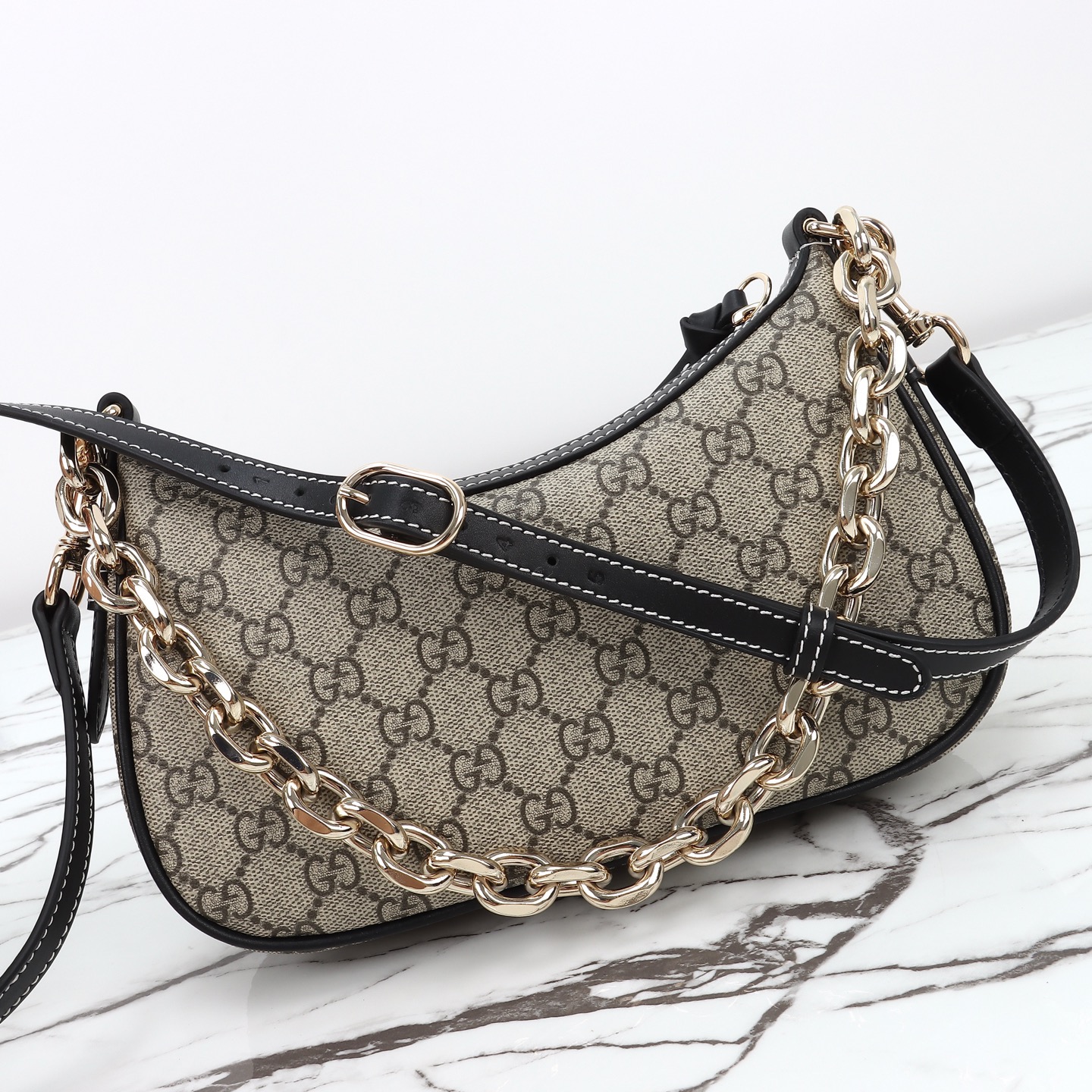 Gucci 구찌 GG 수프림 캔버스 호보 숄더백 브라운 트리밍 베이지 847447 10