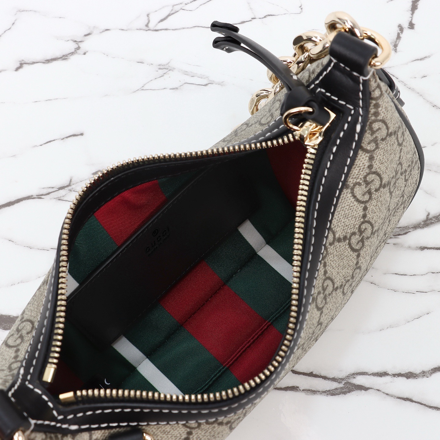 Gucci 구찌 GG 수프림 캔버스 호보 숄더백 브라운 트리밍 베이지 847447 12