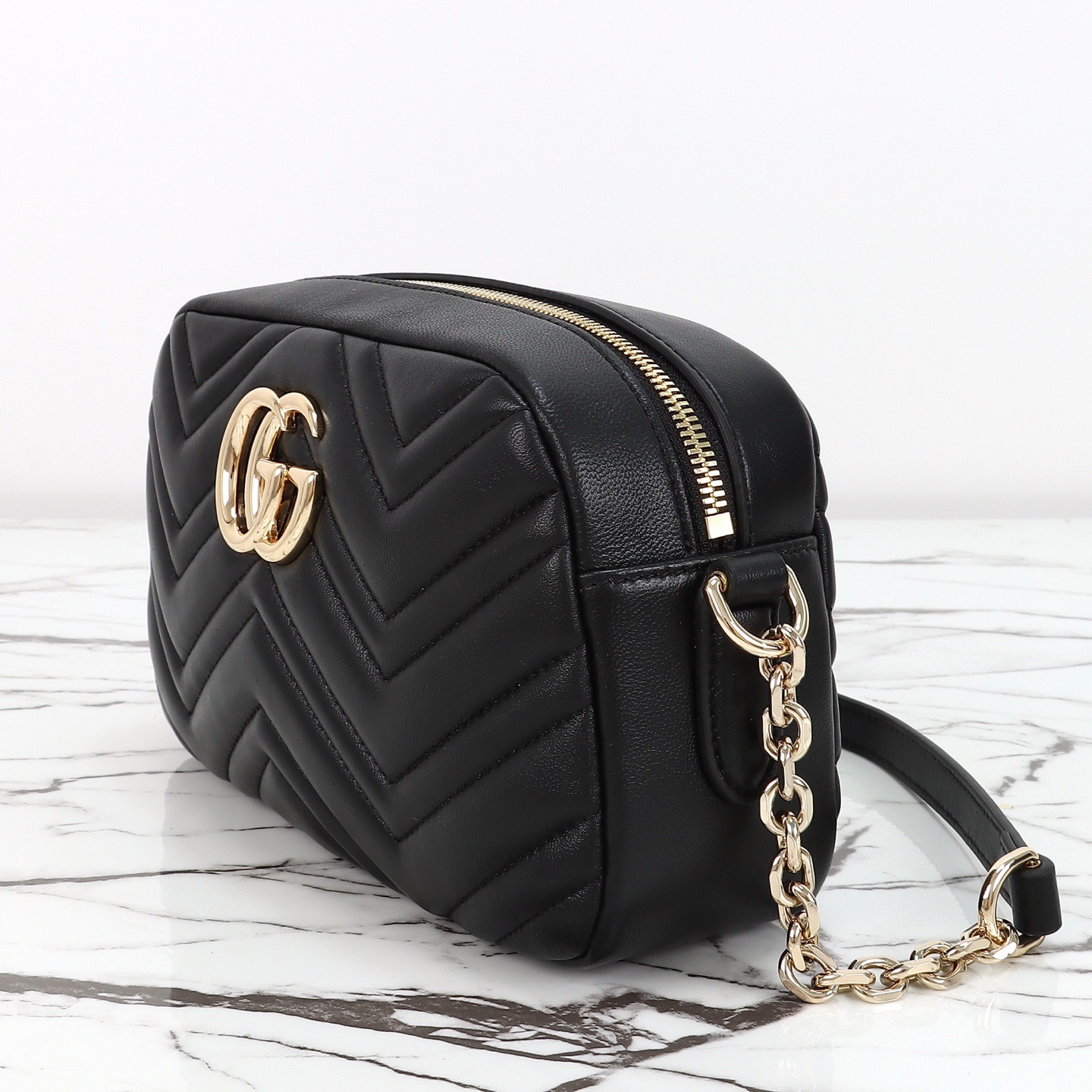 Gucci 구찌 GG 마몬트 카메라백 스몰 레더 화이트 골드 하드웨어 855273 6