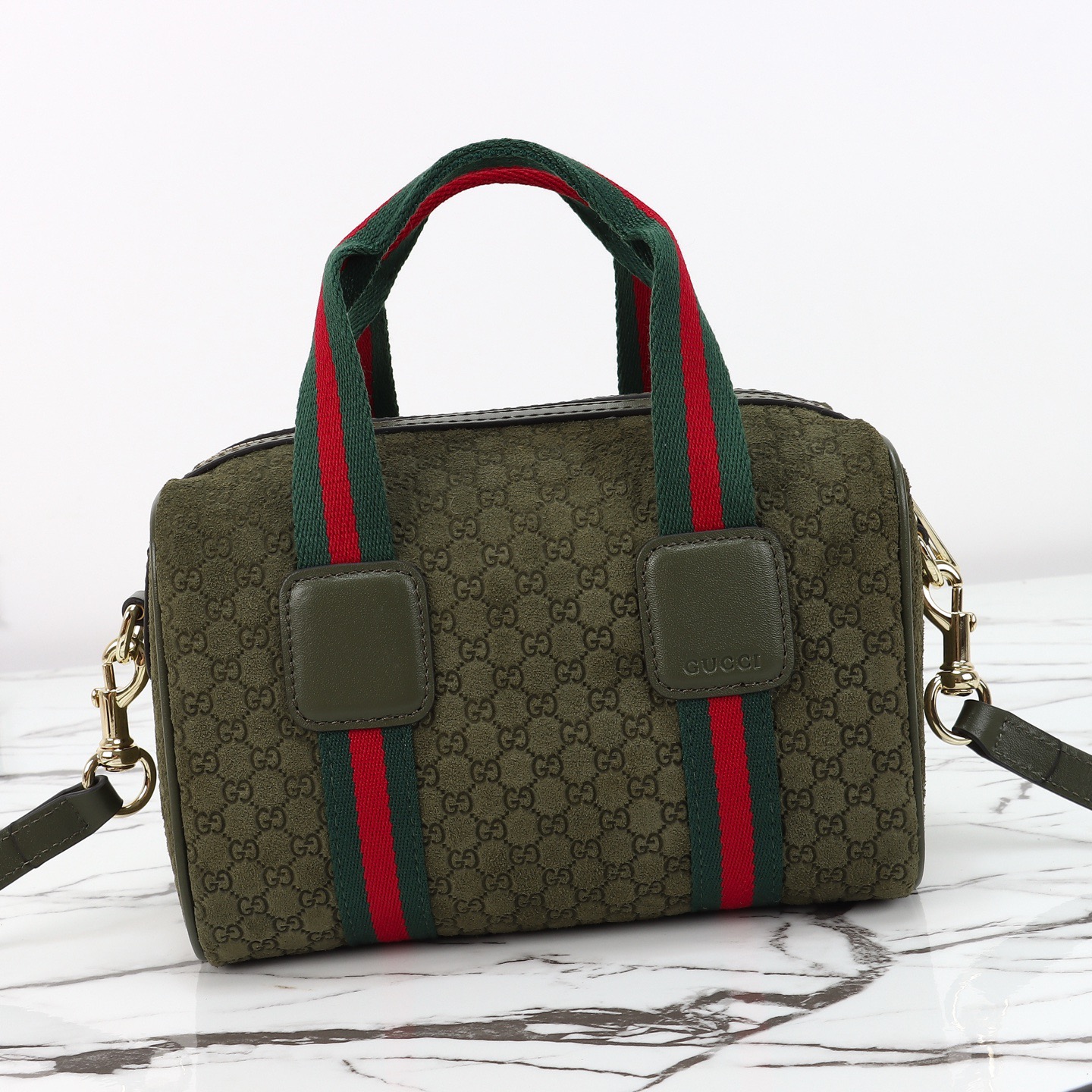 Gucci 구찌 GG 미니 보스턴백 GG 수프림 캔버스 올리브 그린 골드 하드웨어 6