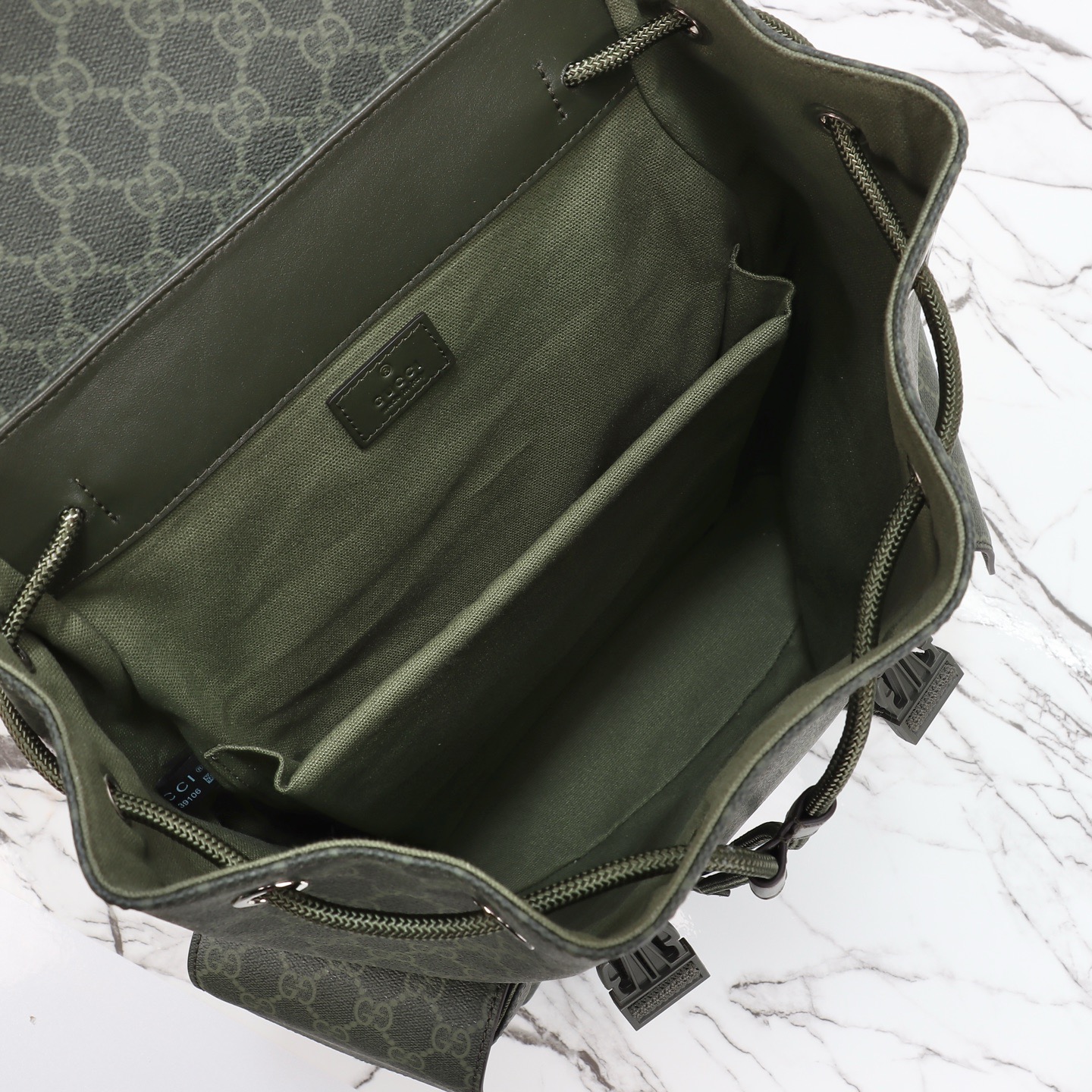 Gucci 구찌 GG 수프림 백팩 캔버스 레더 트리밍 카키 그린 8