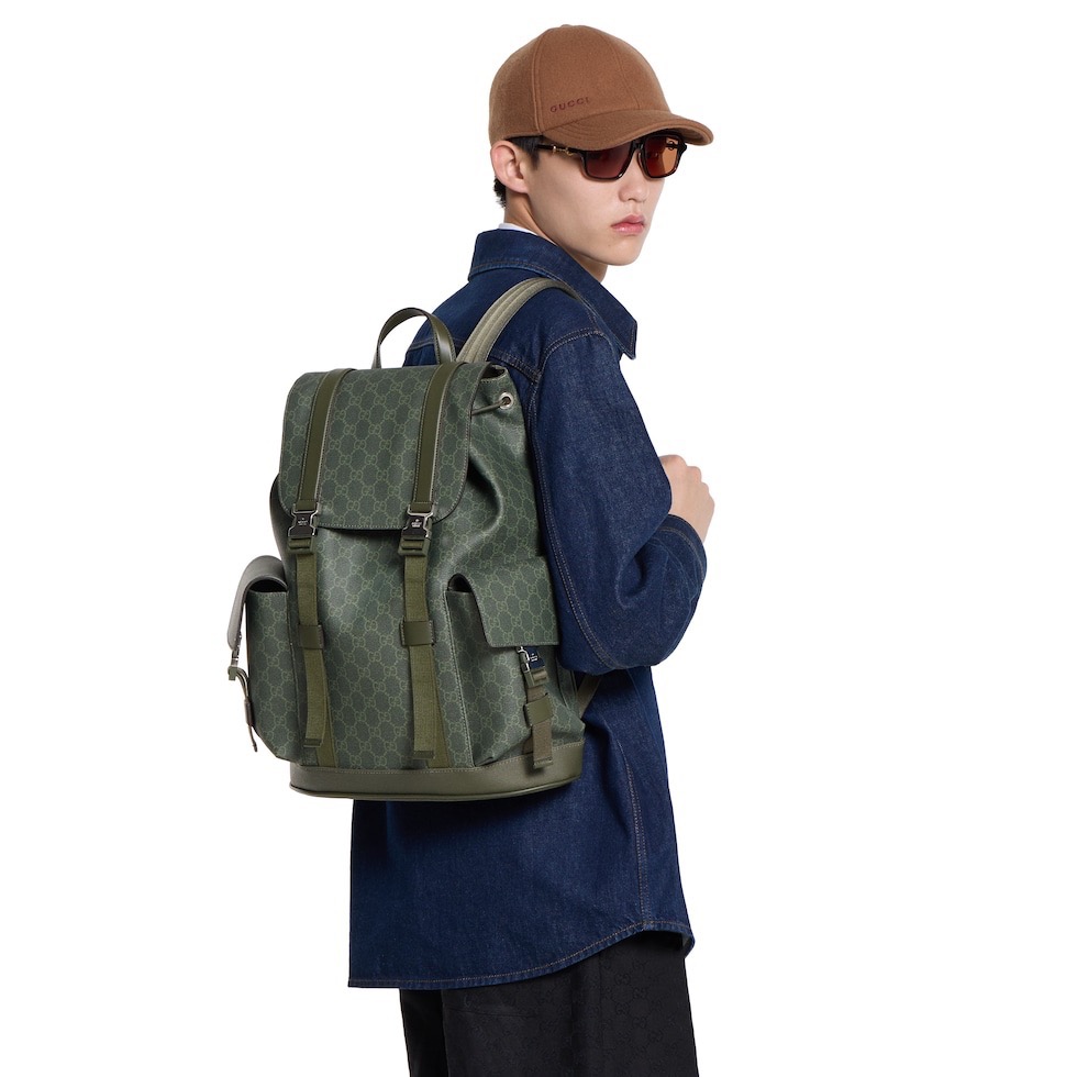 Gucci 구찌 GG 수프림 백팩 캔버스 레더 트리밍 카키 그린 9