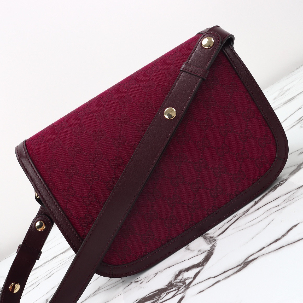 Gucci 구찌 홀스빗 GG 자카드 숄더백 레더 트리밍 와인 레드 8