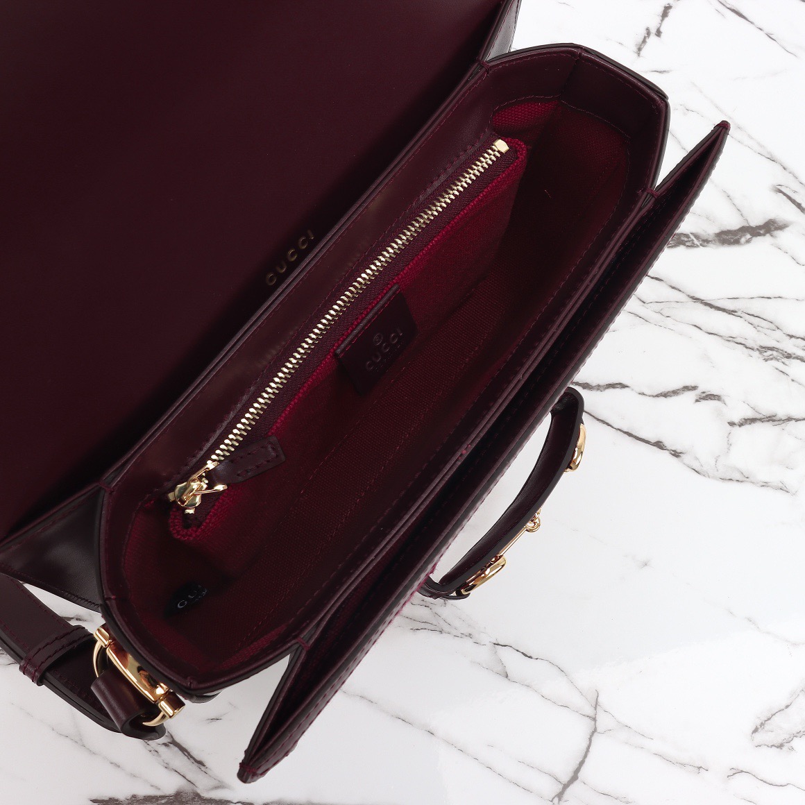 Gucci 구찌 홀스빗 GG 자카드 숄더백 레더 트리밍 와인 레드 11