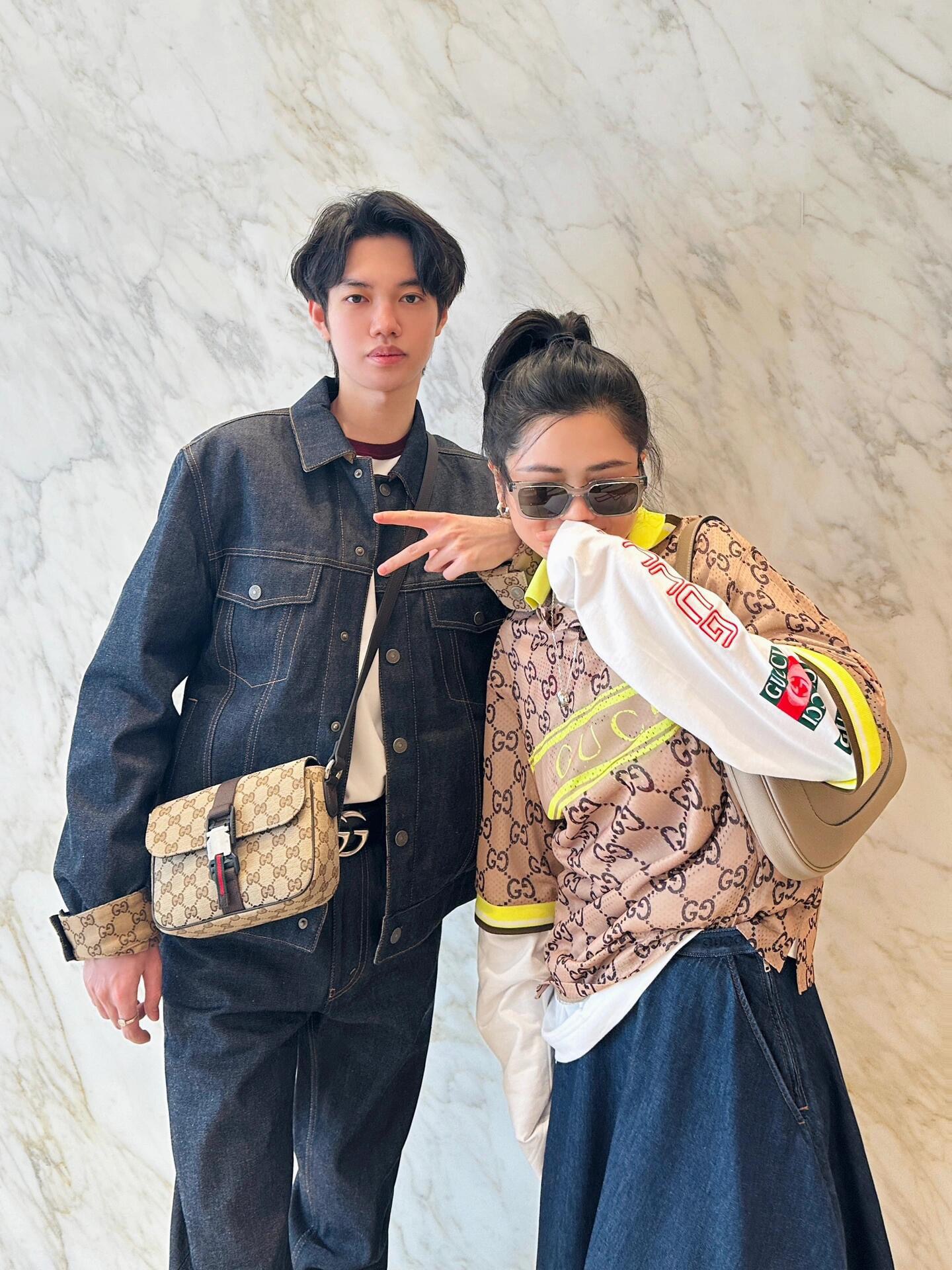 Gucci 구찌 GG 수프림 캔버스 버클 크로스백 베이지 브라운 6