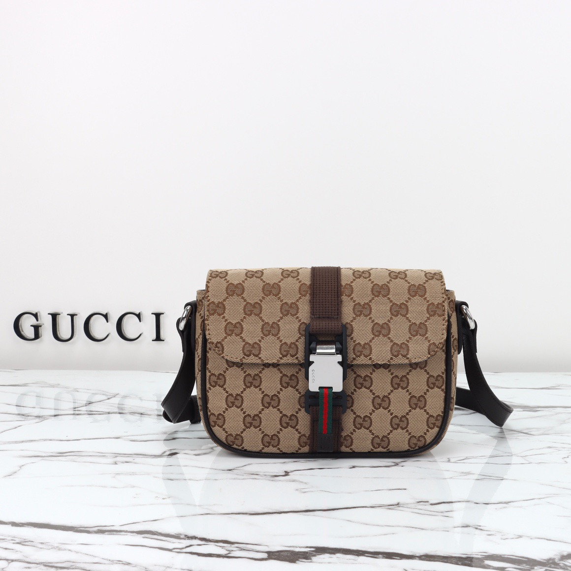 Gucci 구찌 GG 수프림 캔버스 버클 크로스백 베이지 브라운 10