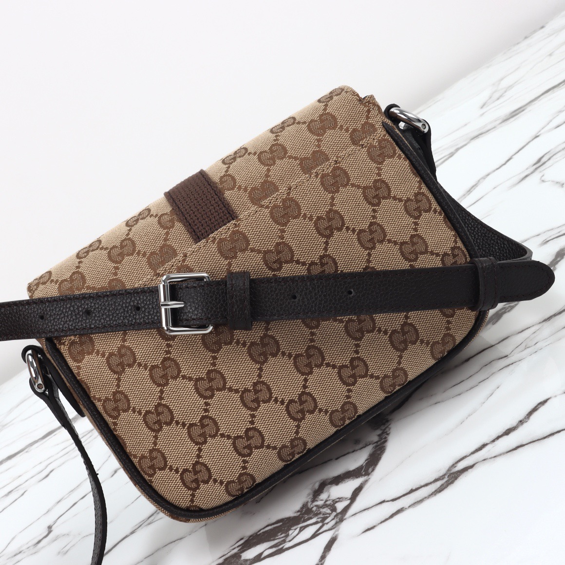 Gucci 구찌 GG 수프림 캔버스 버클 크로스백 베이지 브라운 15