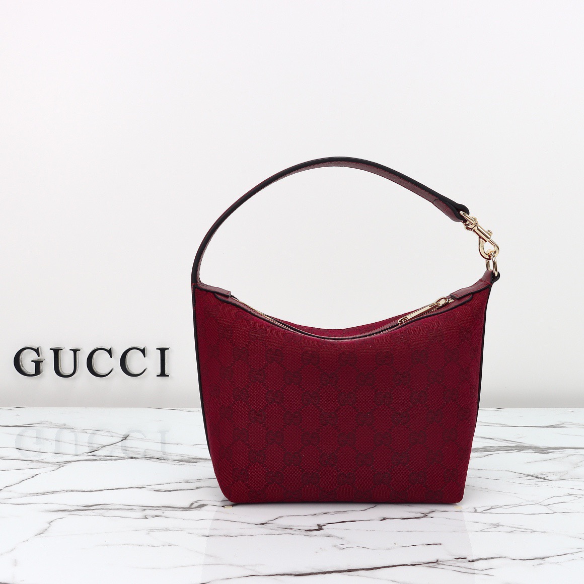 Gucci 구찌 795168 GG 자카드 미니 숄더백 레드 캔버스 레더 트리밍 4