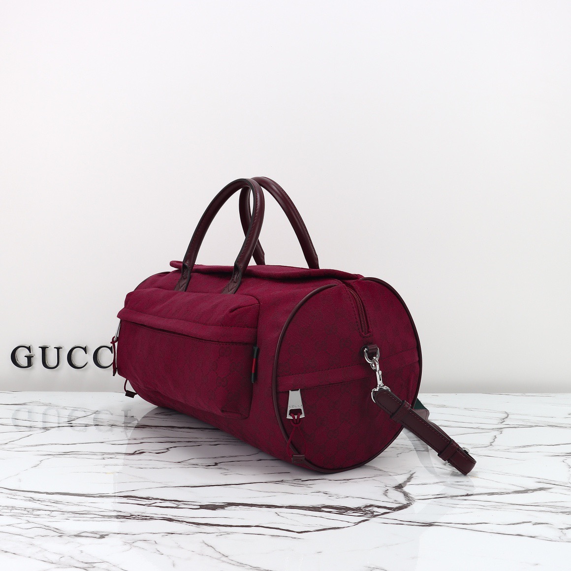 Gucci 구찌 GG 수프림 캔버스 보스턴백 버건디 800185 6