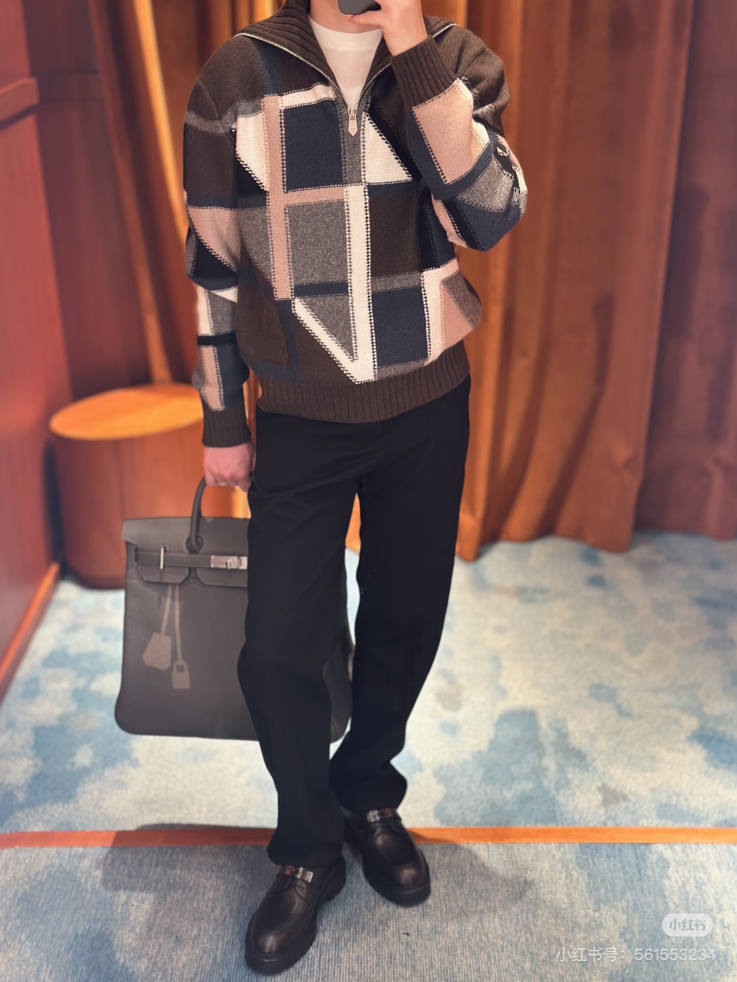 Hermes 에르메스 2025 FW 남성 하프집업 패턴 니트 풀오버 3