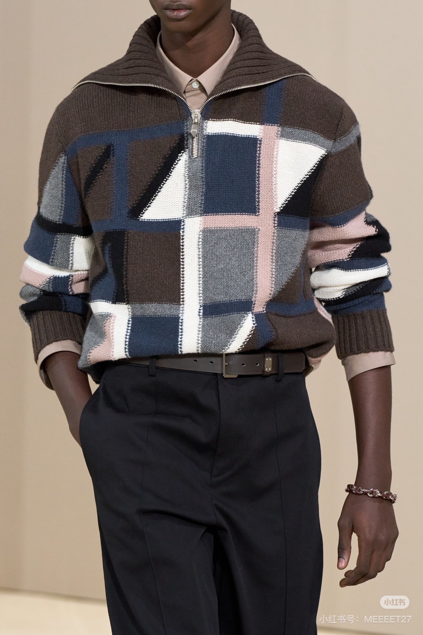 Hermes 에르메스 2025 FW 남성 하프집업 패턴 니트 풀오버 5