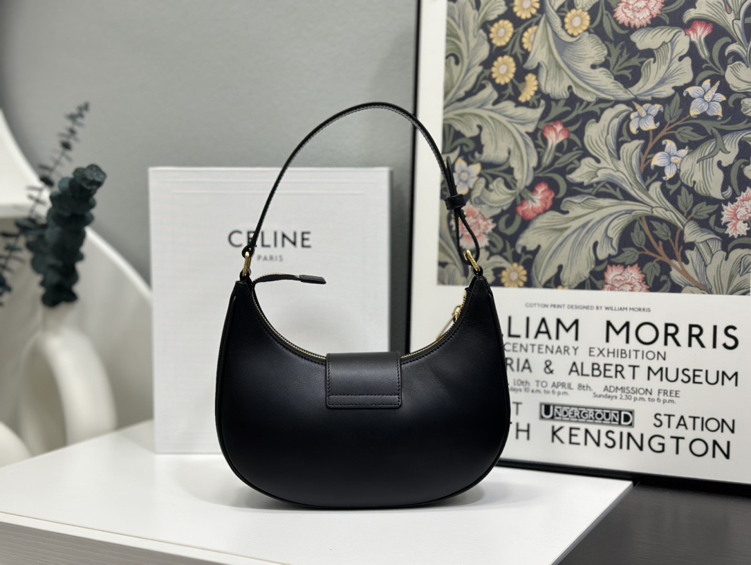 Celine 셀린느 AVA 트리오페 호보백 스무스 카프스킨 블랙 골드 11