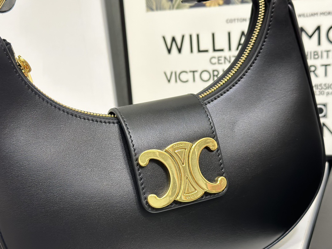 Celine 셀린느 AVA 트리오페 호보백 스무스 카프스킨 블랙 골드 13