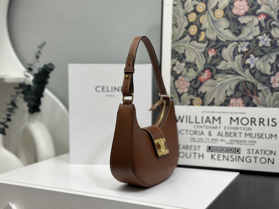 Celine 셀린느 AVA 트리오페 호보백 스무스 카프스킨 블랙 골드 11