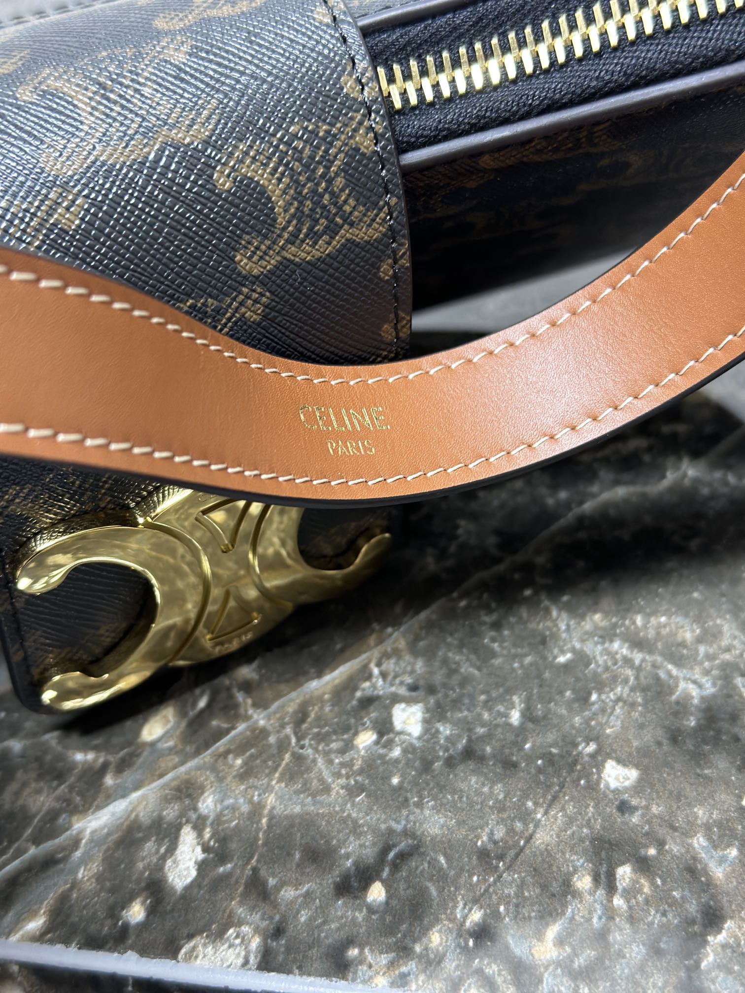 Celine 셀린느 AVA 아바 트리오페 캔버스 숄더백 브라운 골드 하드웨어 12