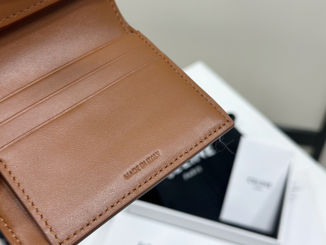 Celine 셀린느 트리오페 미니 플랩 반지갑 스무스 카프스킨 블랙 골드 8