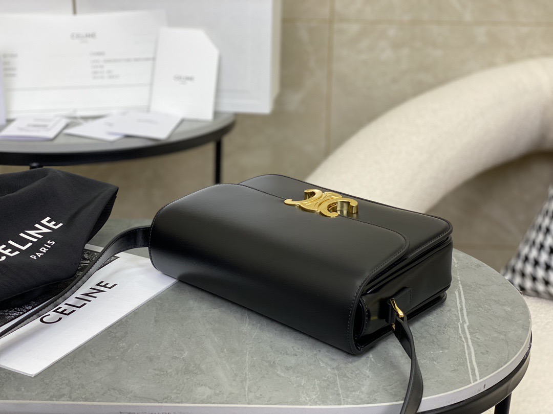 Celine 셀린느 트리오프 클래식 박스 백 미디움 스무스 카프스킨 블랙 골드 5