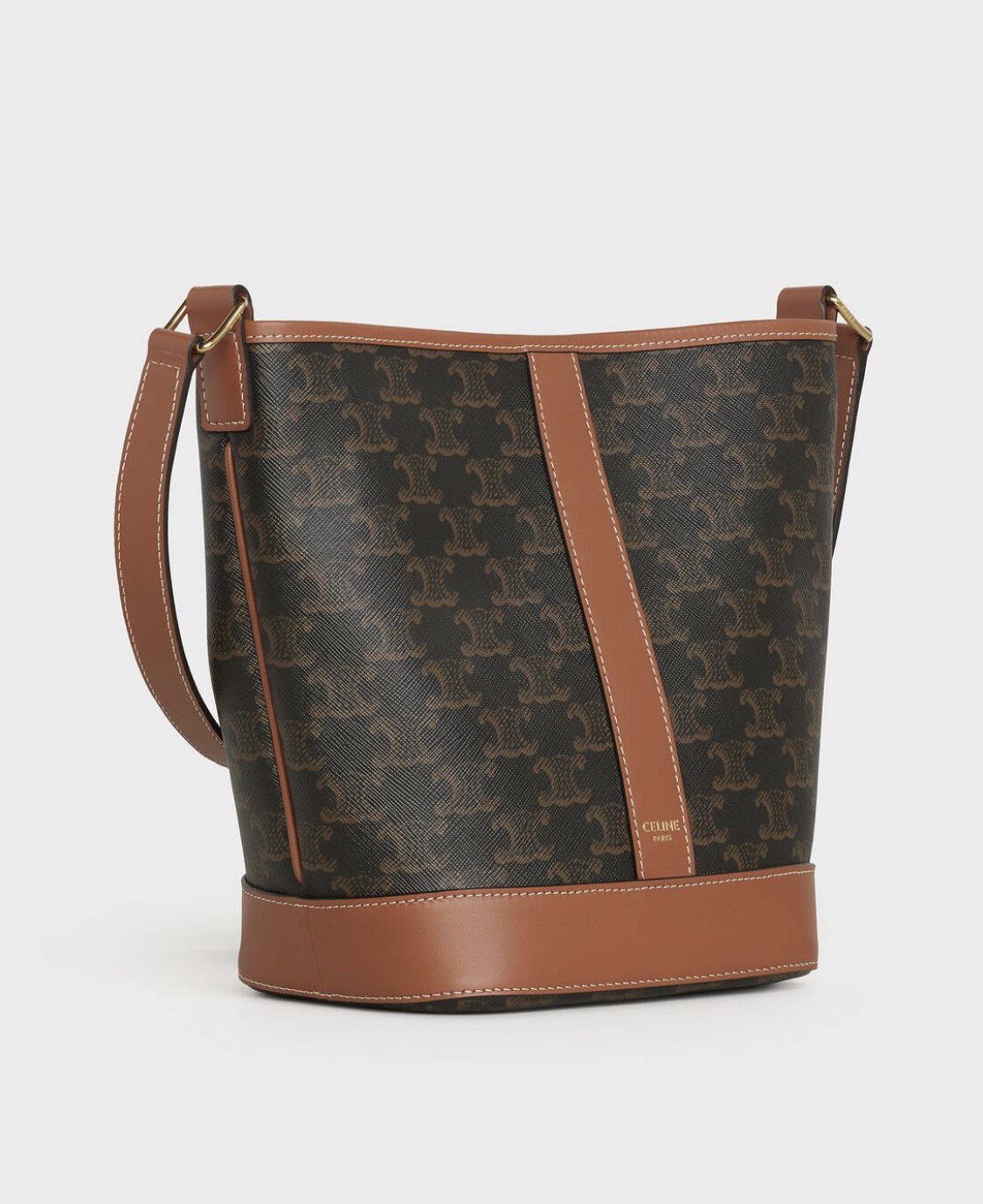 Celine 셀린느 트리오페 캔버스 미니 버킷백 코팅 캔버스 카프스킨 브라운 8