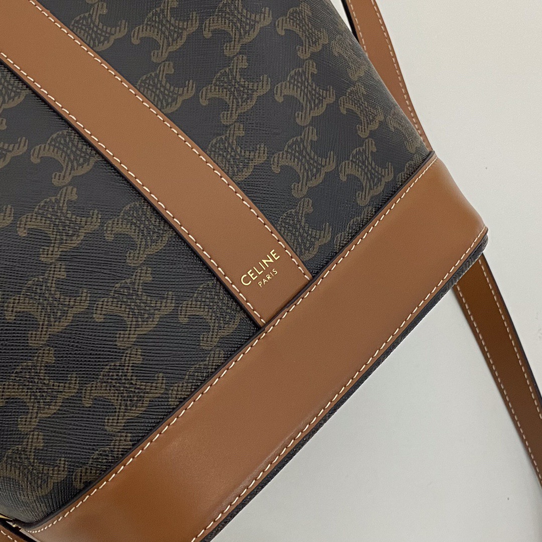 Celine 셀린느 트리오페 캔버스 미니 버킷백 코팅 캔버스 카프스킨 브라운 15