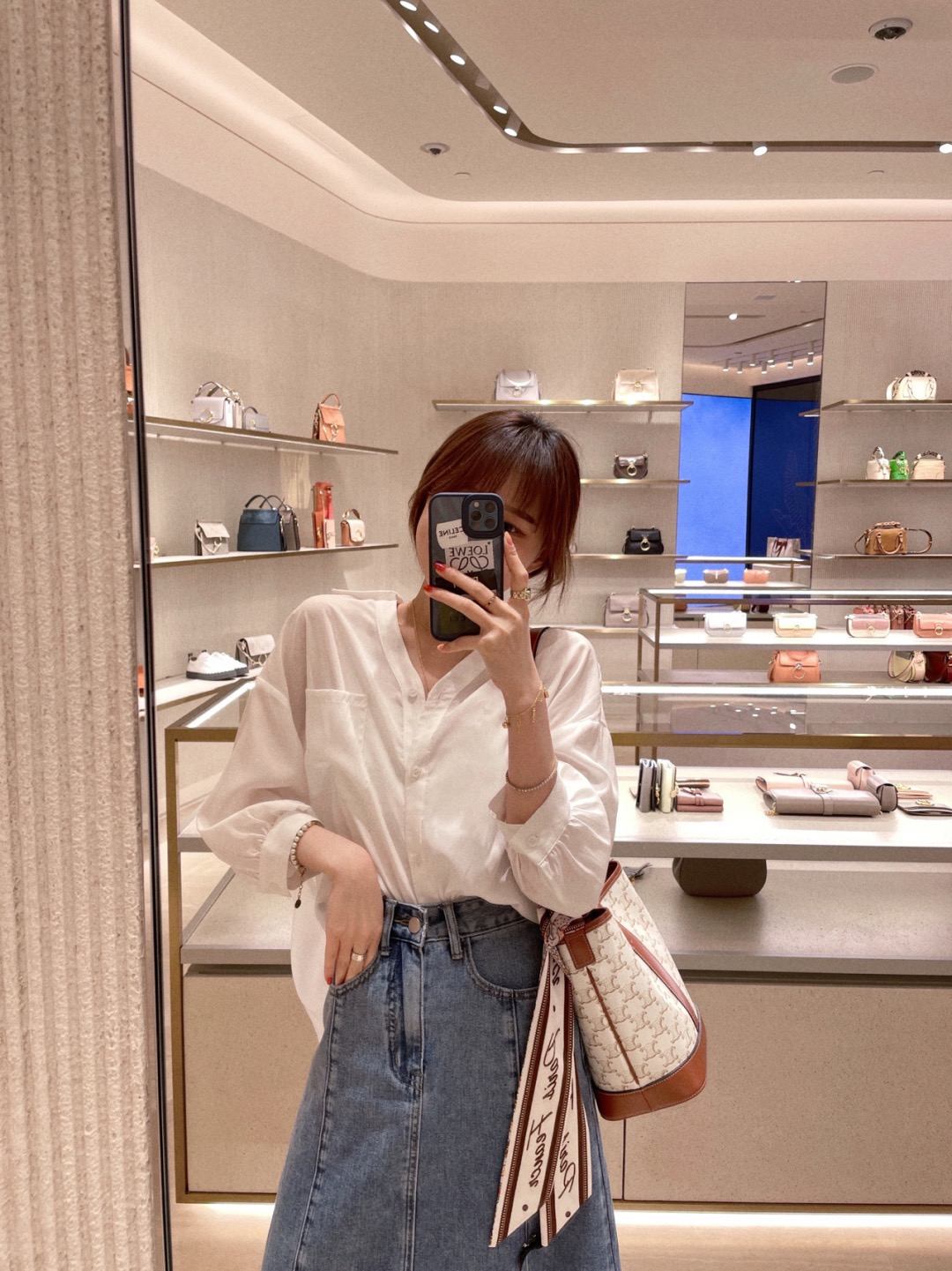 Celine 셀린느 트리오페 캔버스 미니 버킷백 코팅 캔버스 카프스킨 브라운 5