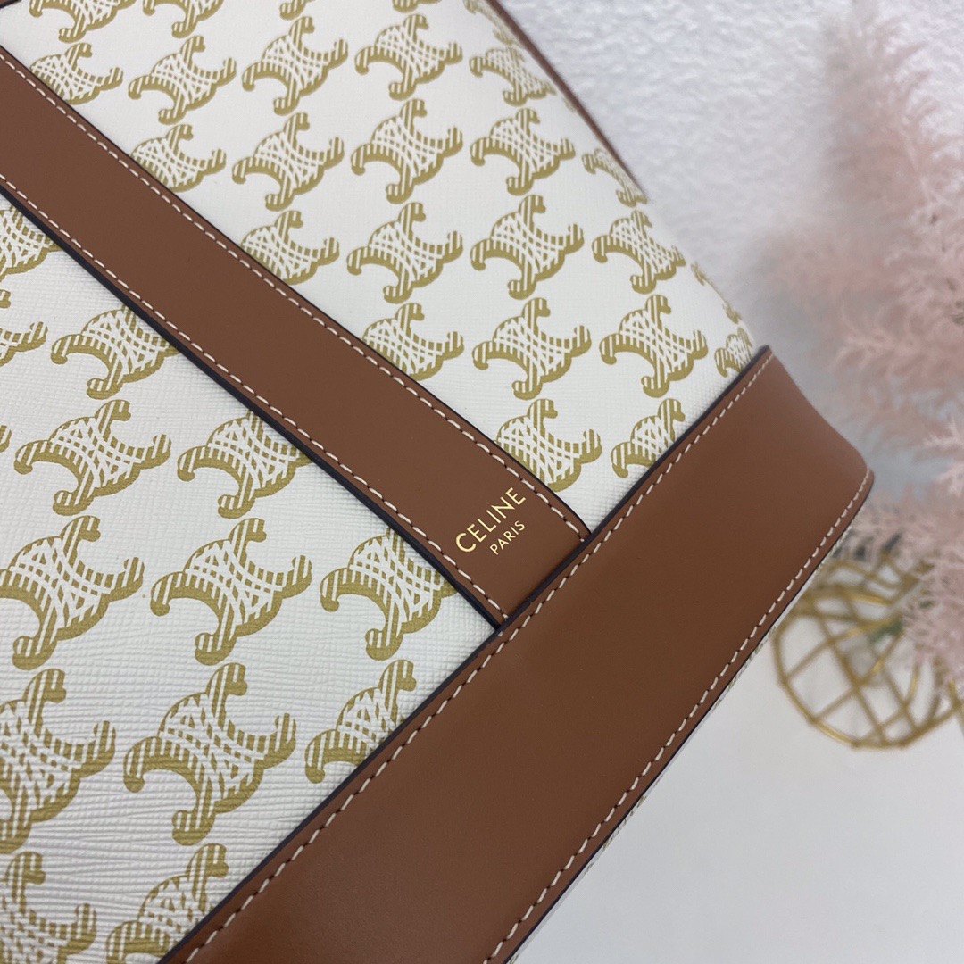 Celine 셀린느 트리오페 캔버스 미니 버킷백 코팅 캔버스 카프스킨 브라운 16