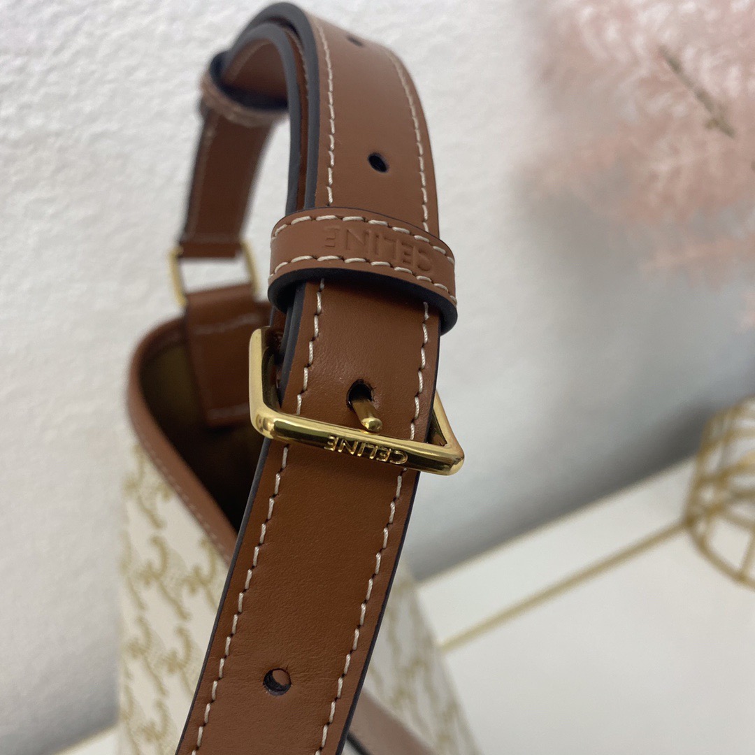 Celine 셀린느 트리오페 캔버스 미니 버킷백 코팅 캔버스 카프스킨 브라운 18