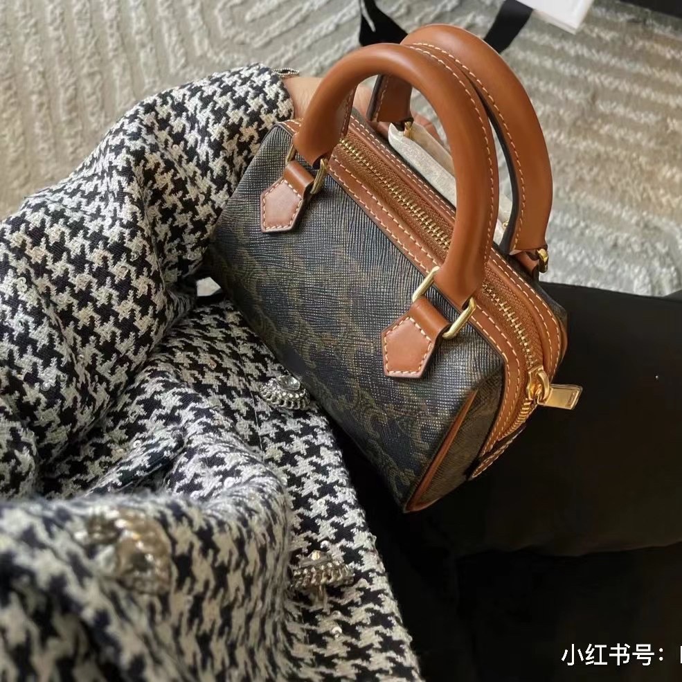 Celine 셀린느 트리오페 캔버스 미니 보스턴백 브라운 탑핸들 2