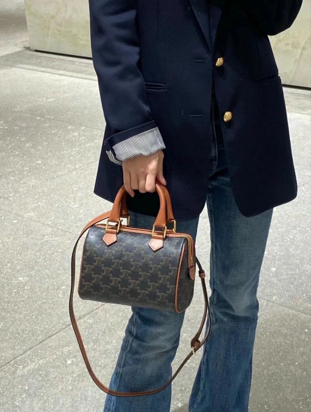 Celine 셀린느 트리오페 캔버스 미니 보스턴백 브라운 탑핸들 3