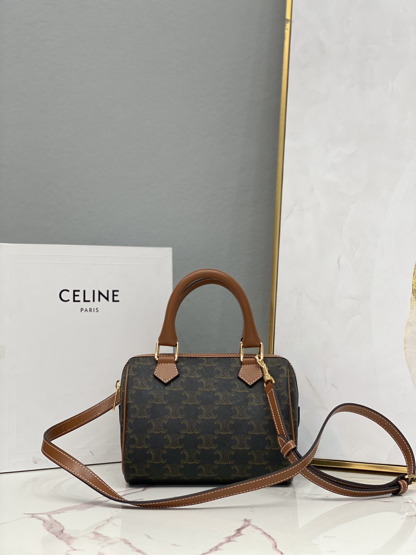 Celine 셀린느 트리오페 캔버스 미니 보스턴백 브라운 탑핸들 11