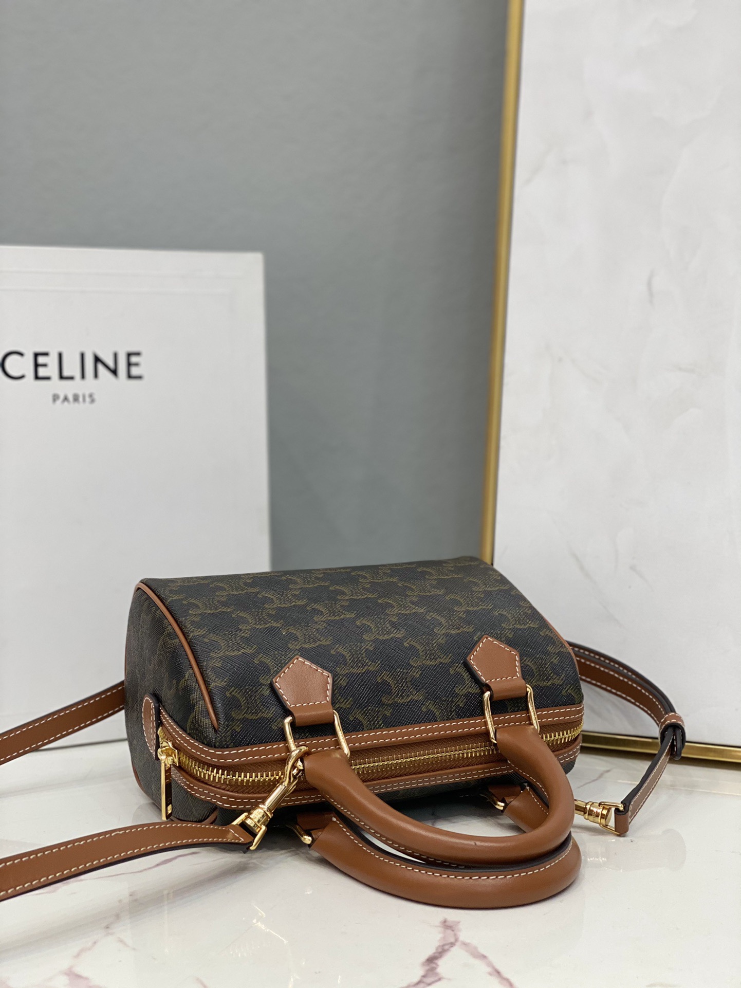 Celine 셀린느 트리오페 캔버스 미니 보스턴백 브라운 탑핸들 13