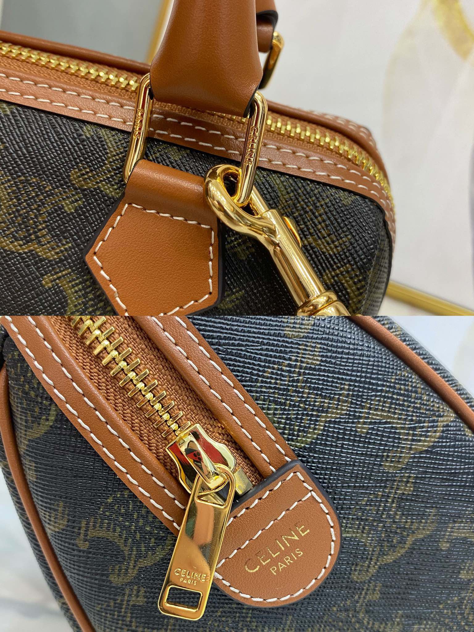 Celine 셀린느 트리오페 캔버스 미니 보스턴백 브라운 탑핸들 14