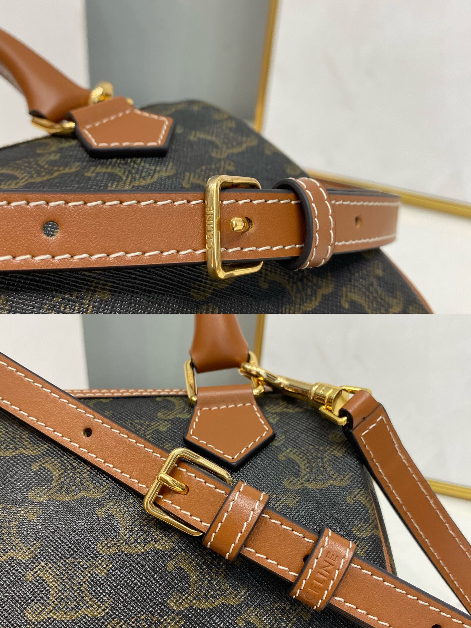 Celine 셀린느 트리오페 캔버스 미니 보스턴백 브라운 탑핸들 15