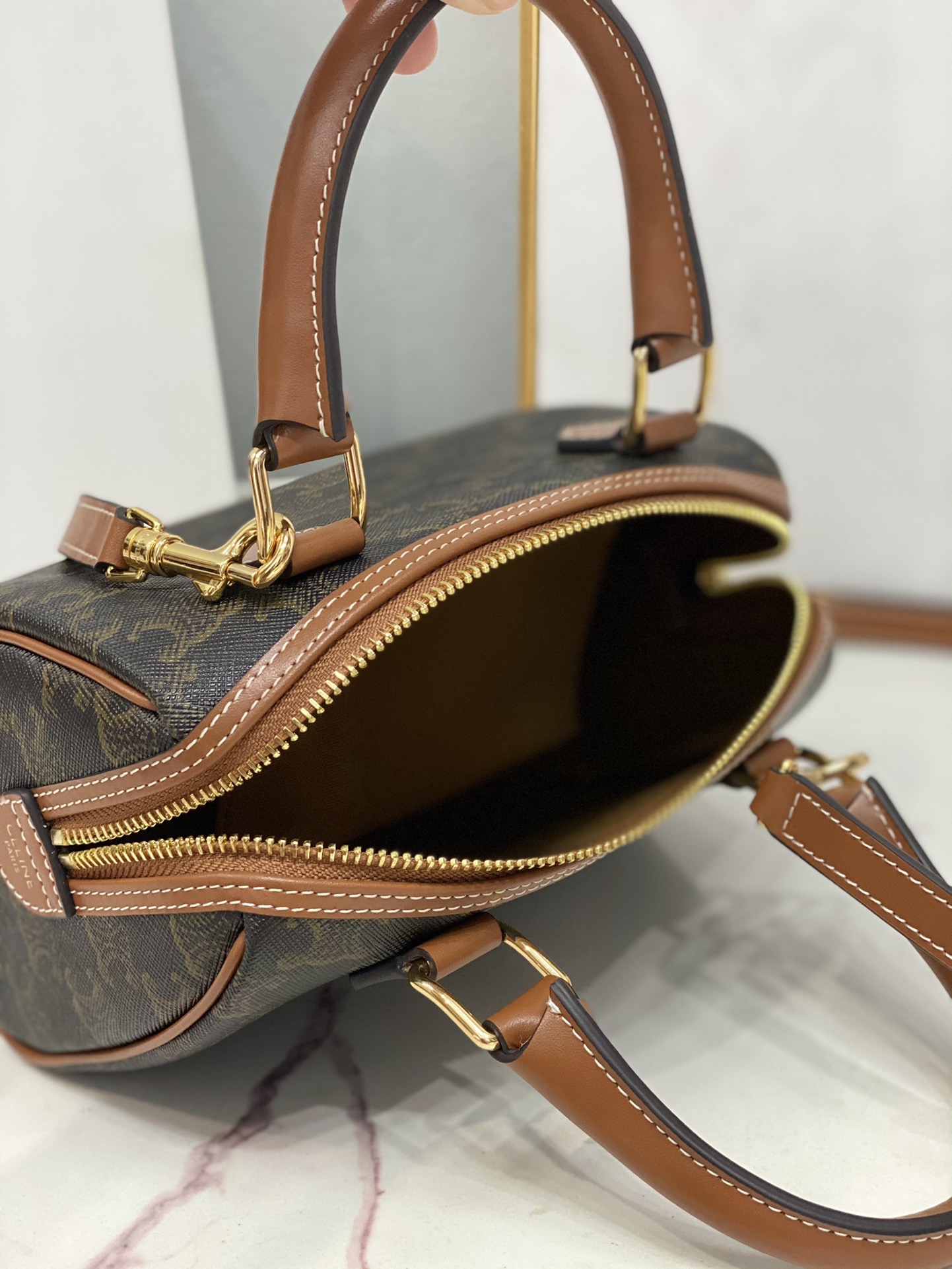 Celine 셀린느 트리오페 캔버스 미니 보스턴백 브라운 탑핸들 16