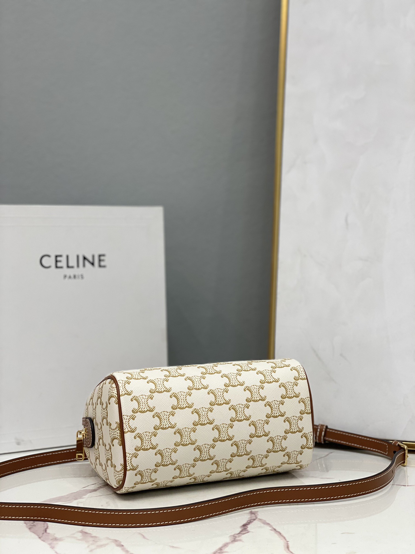 Celine 셀린느 트리오페 캔버스 미니 보스턴백 브라운 탑핸들 5