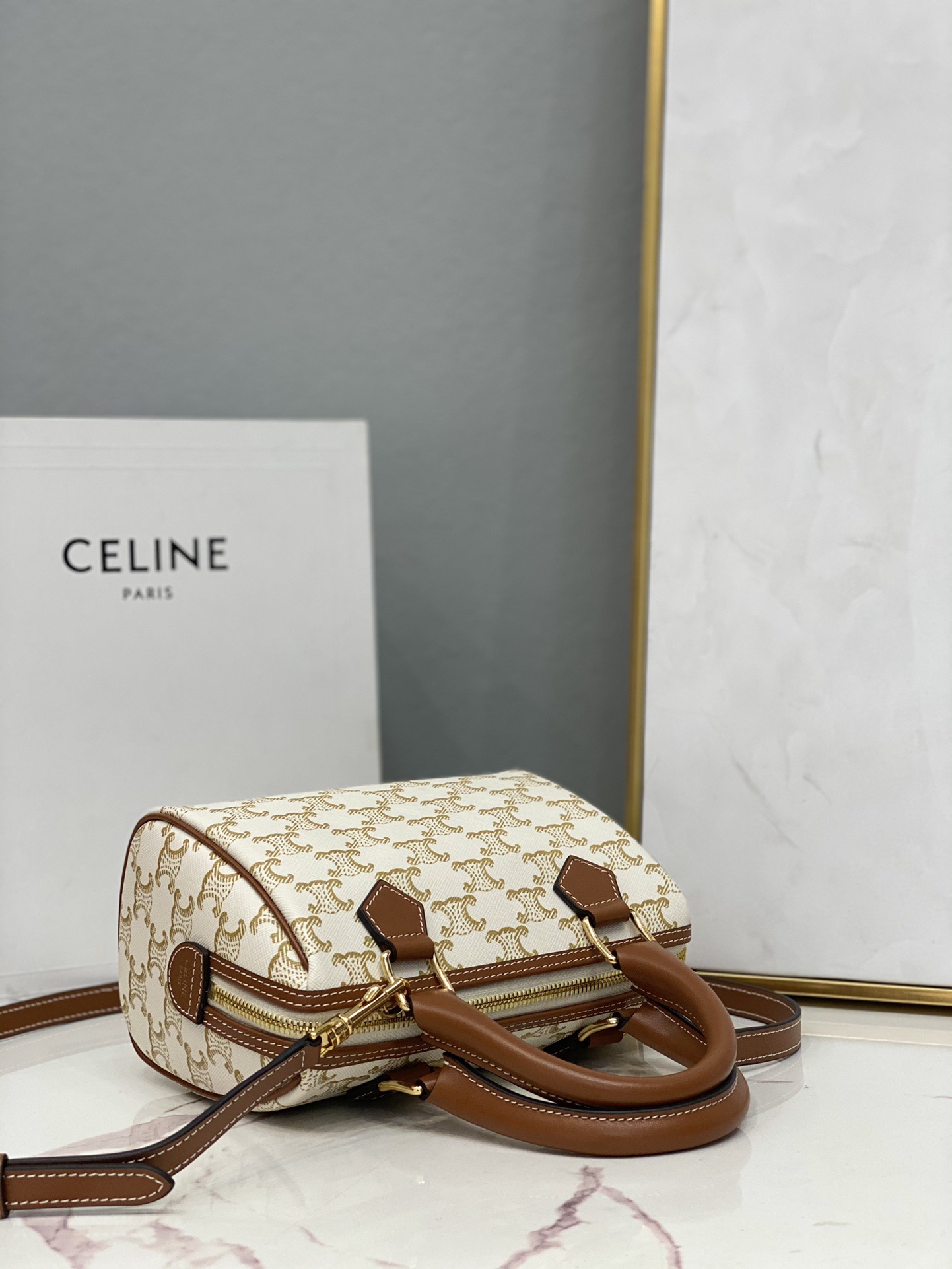 Celine 셀린느 트리오페 캔버스 미니 보스턴백 브라운 탑핸들 6