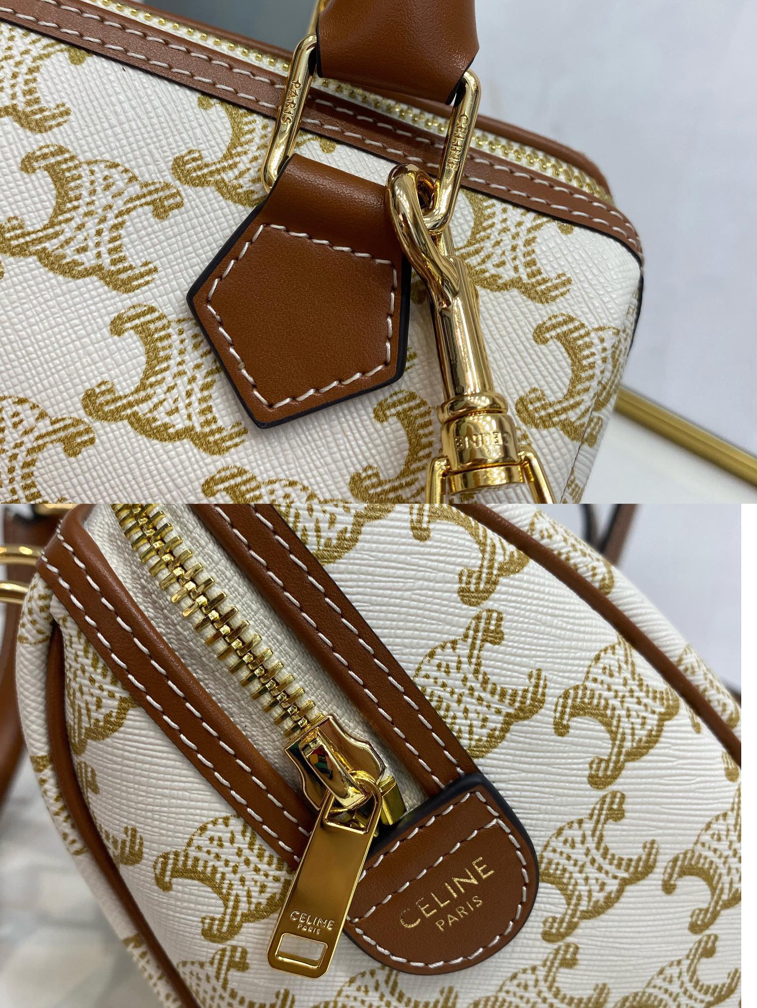 Celine 셀린느 트리오페 캔버스 미니 보스턴백 브라운 탑핸들 7