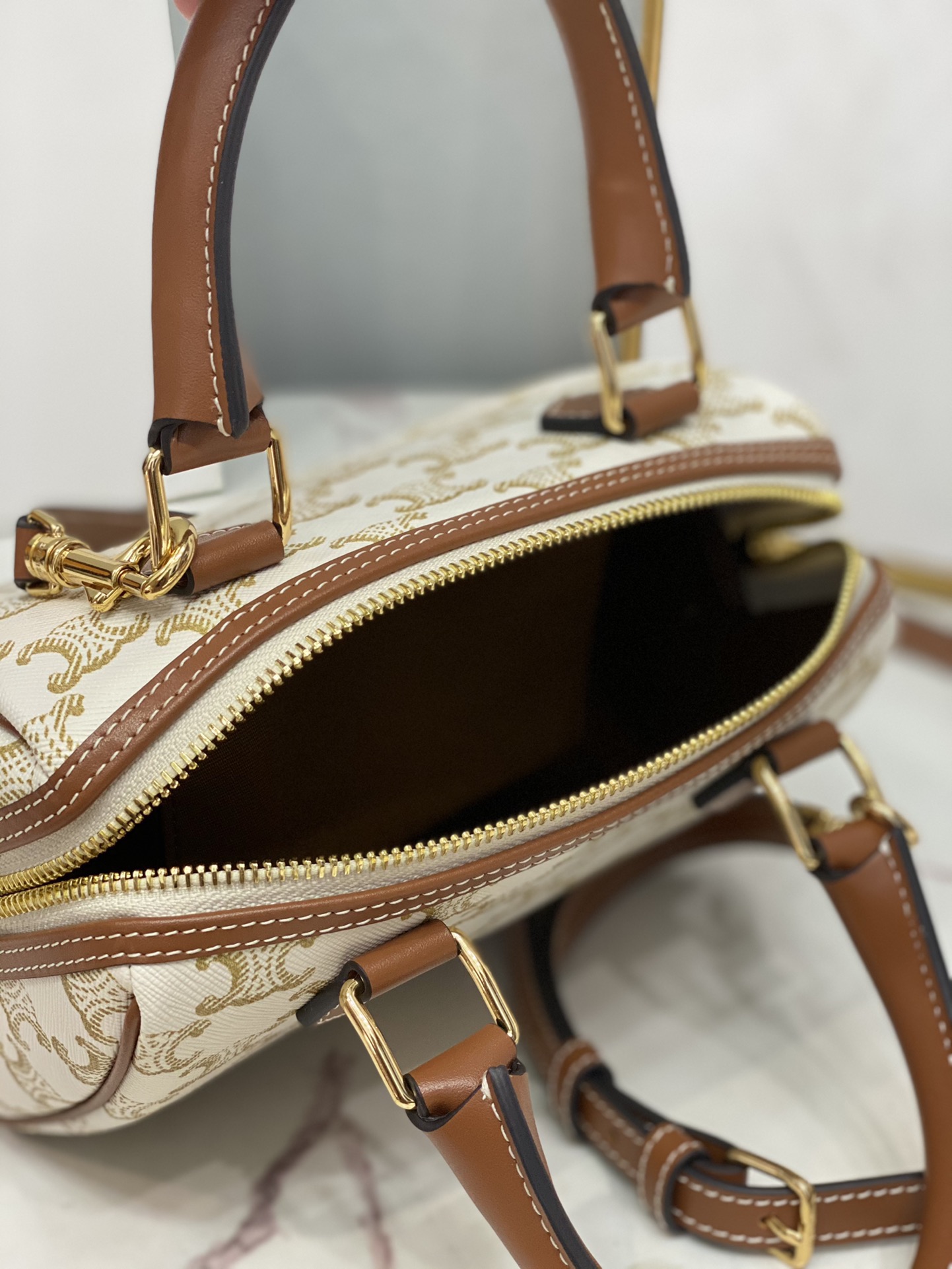 Celine 셀린느 트리오페 캔버스 미니 보스턴백 브라운 탑핸들 9