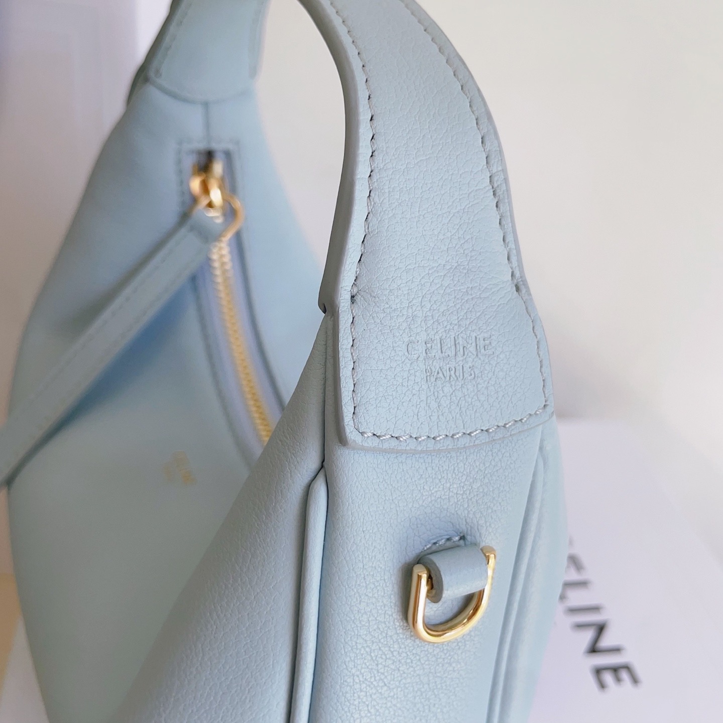 Celine 셀린느 루루 스몰 하프문 호보백 그레인드 카프스킨 파우더 핑크 골드 하드웨어 7