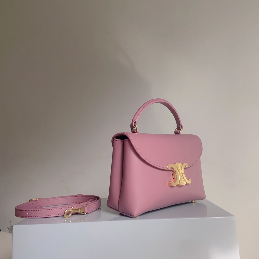 Celine 셀린느 Nino 트리오므프 탑핸들백 스무스 카프스킨 로즈 핑크 골드 하드웨어 2