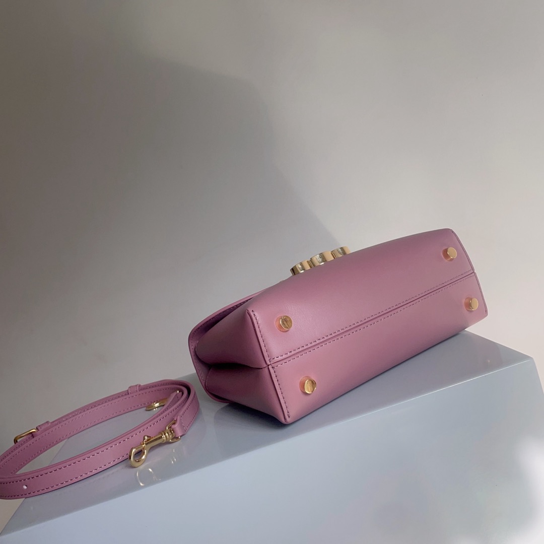 Celine 셀린느 Nino 트리오므프 탑핸들백 스무스 카프스킨 로즈 핑크 골드 하드웨어 9