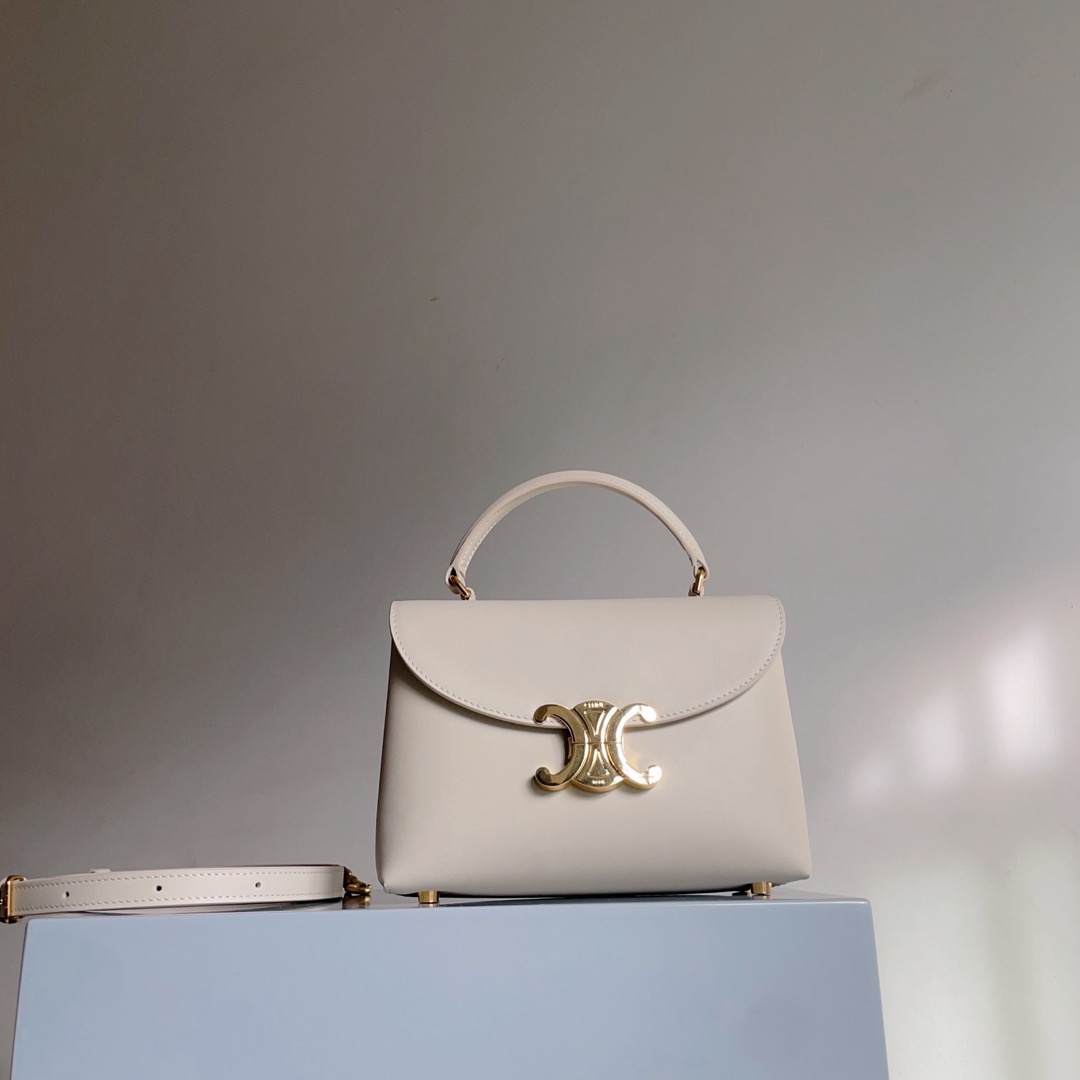 Celine 셀린느 Nino 트리오므프 탑핸들백 스무스 카프스킨 로즈 핑크 골드 하드웨어 5