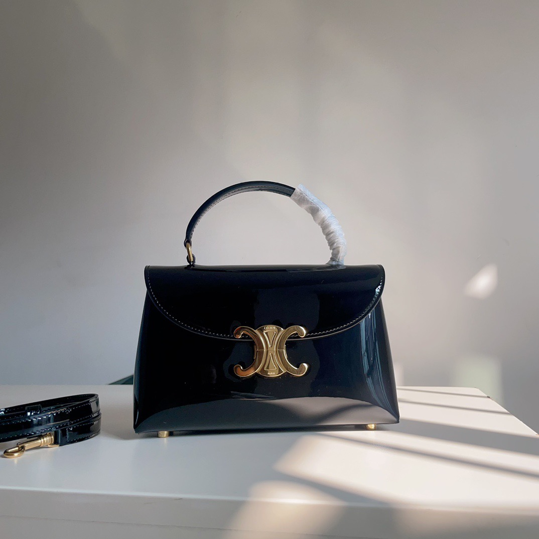 Celine 셀린느 TEEN NINO 탑핸들백 페이턴트 레더 블랙 골드 1