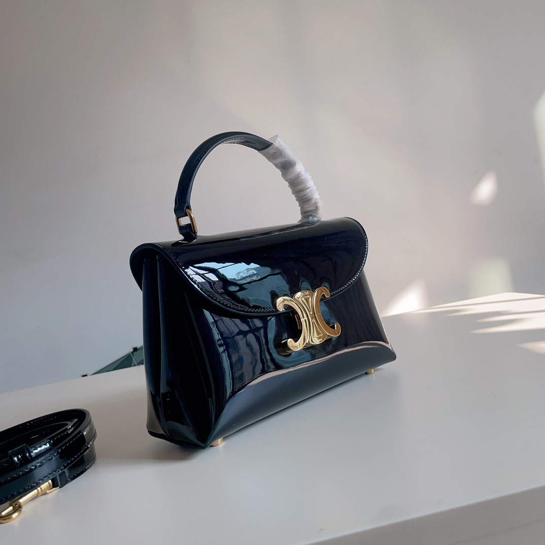 Celine 셀린느 TEEN NINO 탑핸들백 페이턴트 레더 블랙 골드 3