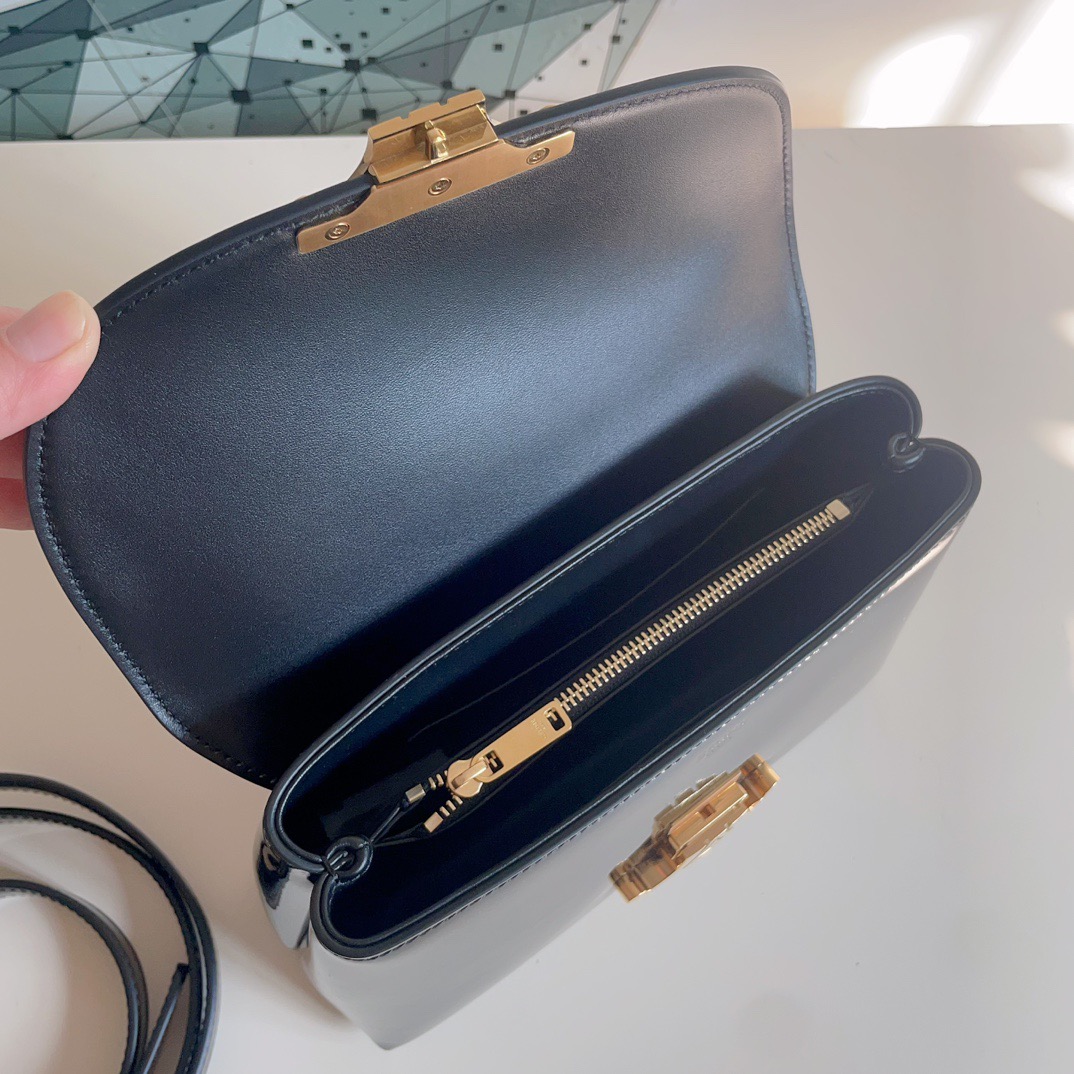 Celine 셀린느 TEEN NINO 탑핸들백 페이턴트 레더 블랙 골드 5